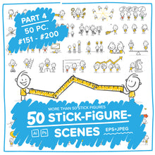 Load image into Gallery viewer, Part 4) 50 Yellow Stick-Figures Bundle #151-#200
