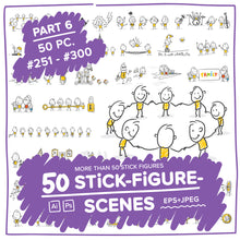 Load image into Gallery viewer, Part 6) 50 Yellow Stick-Figures Bundle #251-#300
